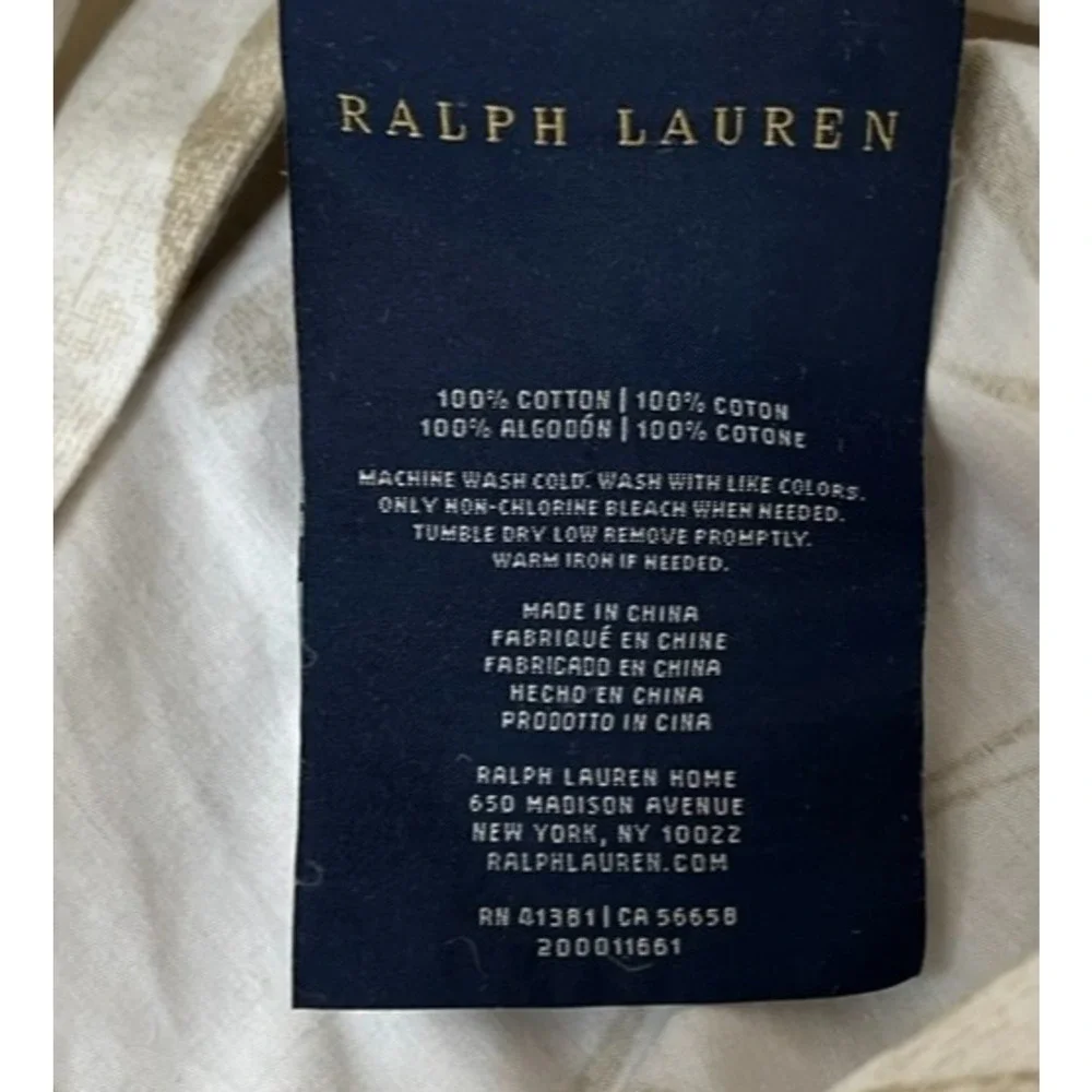 Ralph Lauren Cecily Palmetto King Size Duvet Cover Tan Botanical Cotton